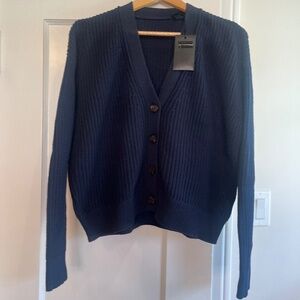 Jenni Kayne navy cocoon cotton cropped cardigan xxs
